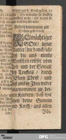 Gebett wann man zur Kirchen gehen will.