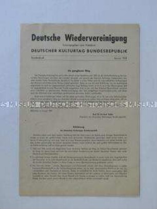Sonderdruck zur Frage der deutschen Einheit