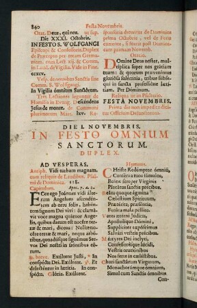 840-916, In festo omnium sanctorum. Duplex.: Festa Novembris