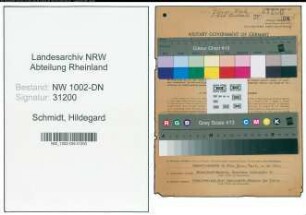 Entnazifizierung Hildegard Schmidt, geb. 07.02.1907 (Kaufm.Angest.)