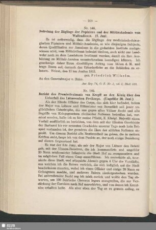 Nr. 148. Befreiung der Zöglinge der Pepiniere und der Militärakademie vom Waffendienst. 17. Juni
