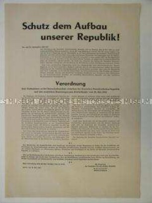 Sonderdruck mit der Verordnung über Maßnahmen zum Schutz der Grenze der DDR zur Bundesrepublik und der Begründung der Maßnahmen durch Staatssekretär Eggerath
