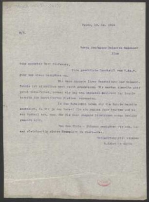 Brief an Heinrich Dessauer : 19.12.1914