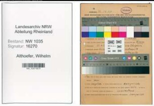 Entnazifizierung Wilhelm Althoefer , geb. 22.06.1892 (Maschinist)
