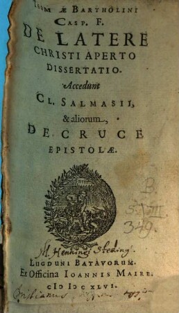 De latere Christi aperto Dissertatio
