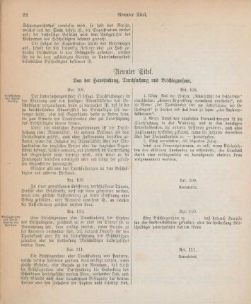 Neunter Titel. Von der Haussuchung, Durchsuchung und Beschlagnahme