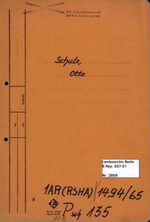 Personenheft Otto Schulz (12.11.1897), Kriminalobersekretär