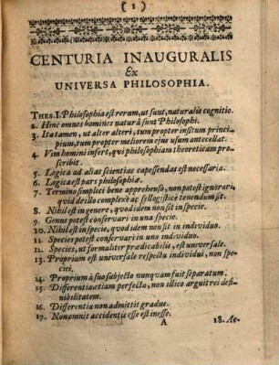 Centuria Thesium Ex Universa Philosophia