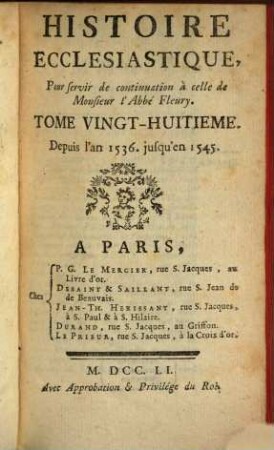 Histoire Ecclésiastique, 28. Depuis l'an 1536, jusqu'en 1545