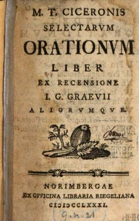 M. T. Ciceronis selectarum orationum liber