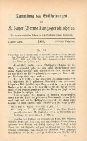 Zehnter Band. 1889. Siebente Lieferung. - Nr. 53. - Nr. 62.