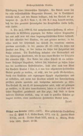 457-459 [Rezension] Pfülf, Otto, Bischof von Ketteler