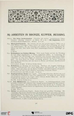 M) Arbeiten in Bronze, Kupfer, Messing (Nr. 868-1040)