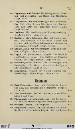 Bronzen (Nr. 652-665)