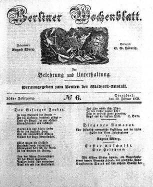 No. 6, Sonnabend, den 10. Februar 1838.