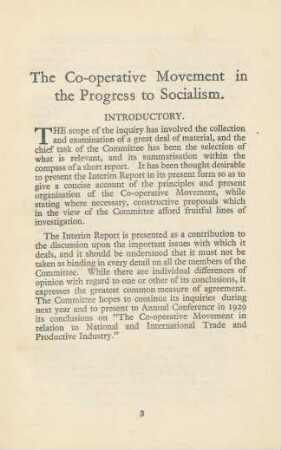 The Co-operative Movement in the Progress to Socialism.
