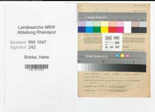 Entnazifizierung Hans Ten Brinke , geb. 25.03.1904 (Lehrer)
