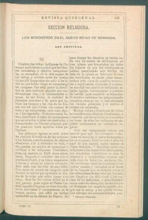 Sección religiosa. : Los misioneros en el Nuevo Reino de Granada. Los Jesuitas. [Continuación.]