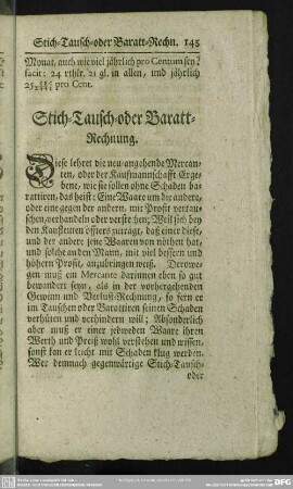 Stich- Tausch- oder Baratt-Rechnung