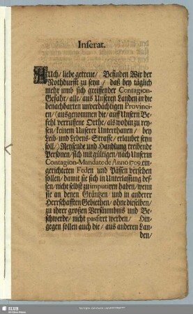 Inserat : Datum Dreßden, am 26. Augusti, Anno 1713