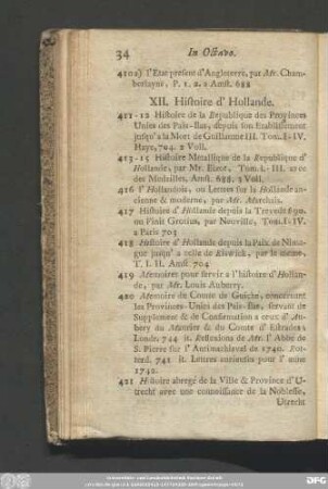 XII. Histoire d'Hollande.