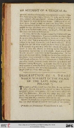 Description of a dwarf which was kept in the palace of the late king of poland