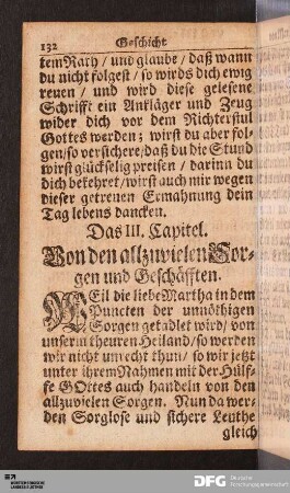 Das III. Capitel. Von den allzuvielen Sorgen und Geschäfften.