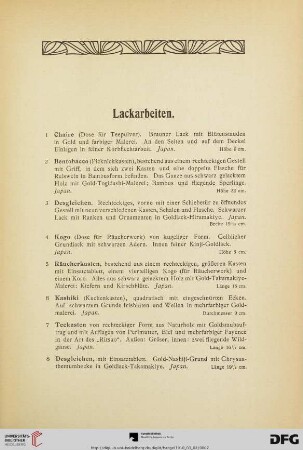 Lackarbeiten (Nr. 1-153)