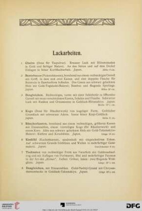 Lackarbeiten (Nr. 1-153)