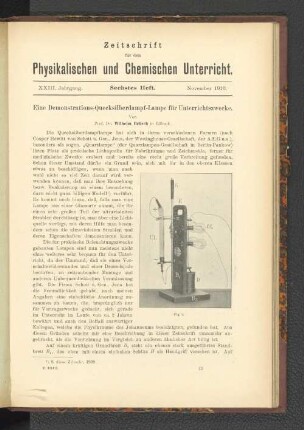 Eine Demonstrations-Quecksilberdampf-Lampe für Unterrichtszwecke.