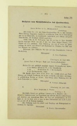 Anlage VII. Bespiele von Geschäftsbriefen des Handwerkers