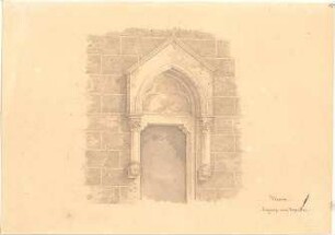 Bürklein, Eduard; Verona (Italien); Reisestudie - Eingang u. Kapelle (Ansicht)
