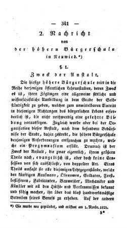 Nachricht von der höhern Bürgerschule in Neuwied