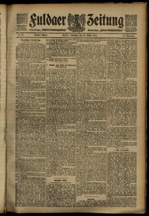 Erste Ausgabe vom Dienstag, den 26. März 1912.