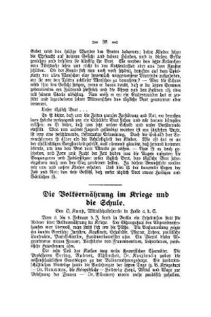 Die Volksernährung im Kriege und die Schule