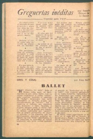 Ballet : Seres y cosas