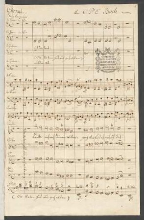 Leite mich nach deinem Willen; Coro, orch; a-Moll; BR-CPEB Fu 34; H 835; Wq 227