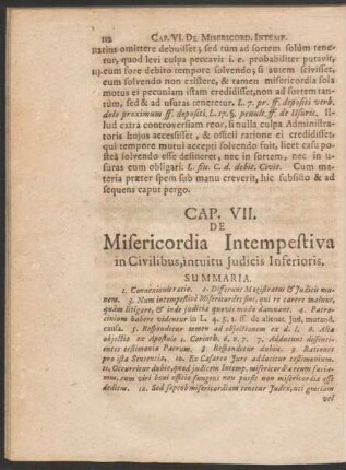 Cap. VII. De Misericordia Intempestiva in Civilibus, intuitu Iudicis Inferioris.