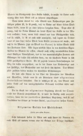 Allgemeine Ansicht des Weltsystems. (Zusatz zum ersten Kapitel.)