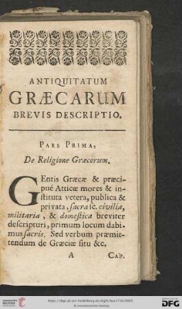 Pars prima: De Religione Græcorum