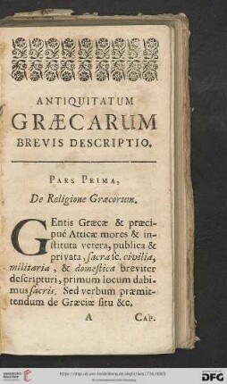 Pars prima: De Religione Græcorum