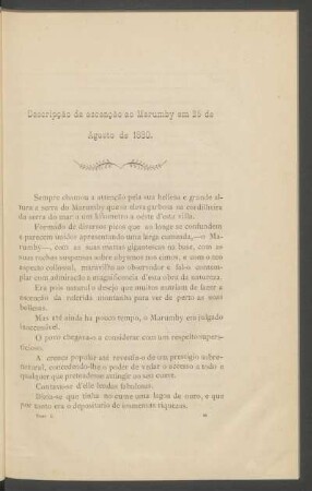 Descrição da ascenção ao Marumby em 25 de agosto de 1880.