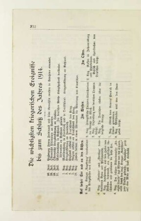 Die wichtigsten kriegerischen Ereignisse bis zum Schluß des Jahres 1914