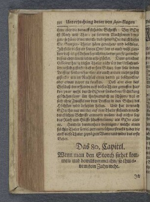 Das 80. Capitel. Wenn man den Storch siehet kommen / und bewillkommet ihn / so thut einem kein Zahn wehe.