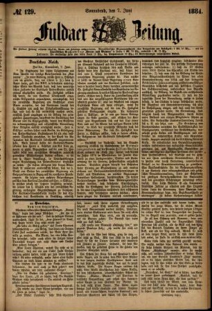 Ausgabe vom Samstag, den 07. Juni 1884.
