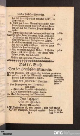 Das IV. Buch. Von der Griechischen Monarchie.