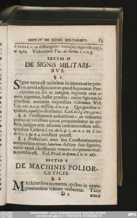 Sectio IV De Signis Militaribus.