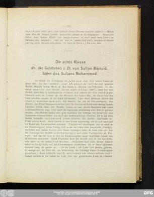 Die achte Klasse dh. die Gelehrten z. Zt. von Sultan Bâjezîd, Sohn des Sultans Mohammed.