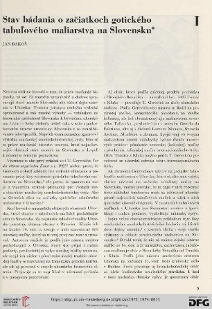 6/8: Stav bádania o zaciatkoch gotického tabul'ového maliarstva na Slovensku