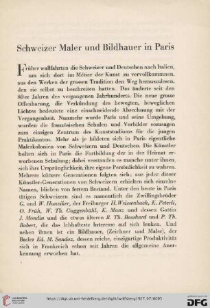 Schweizer Maler und Bildhauer in Paris